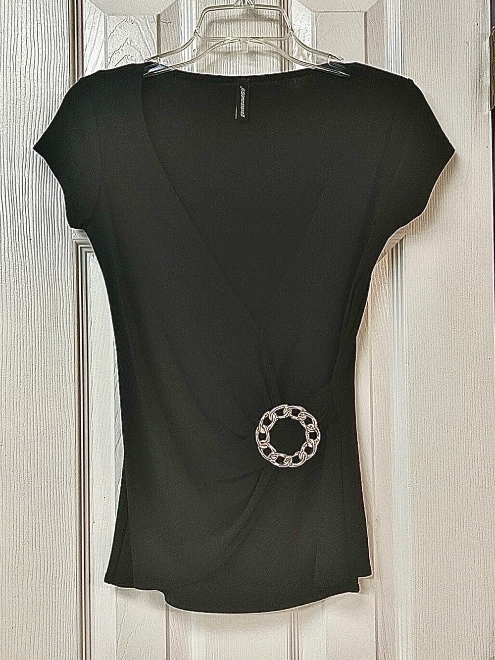 Jason Maxwell Black Women Short Sleeve Top Blouse Small